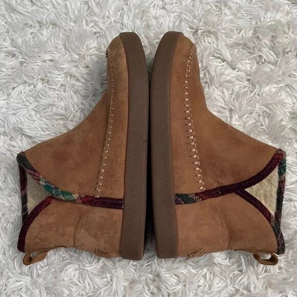 Sanuk Nice Bootah Lx Tan Tobacco / Vintage Rainbow Ankle Bootie Size 7 Womens - Picture 2 of 10